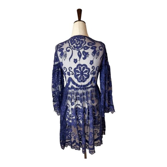 Jen's Pirate Booty Free People Dress Women Small Purple Crochet Lace El Sol Mini - Picture 2 of 11